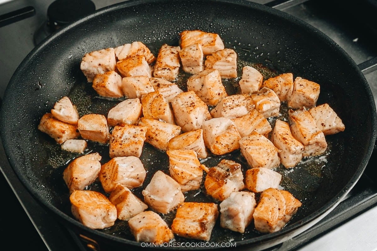 Pan fry the salmon