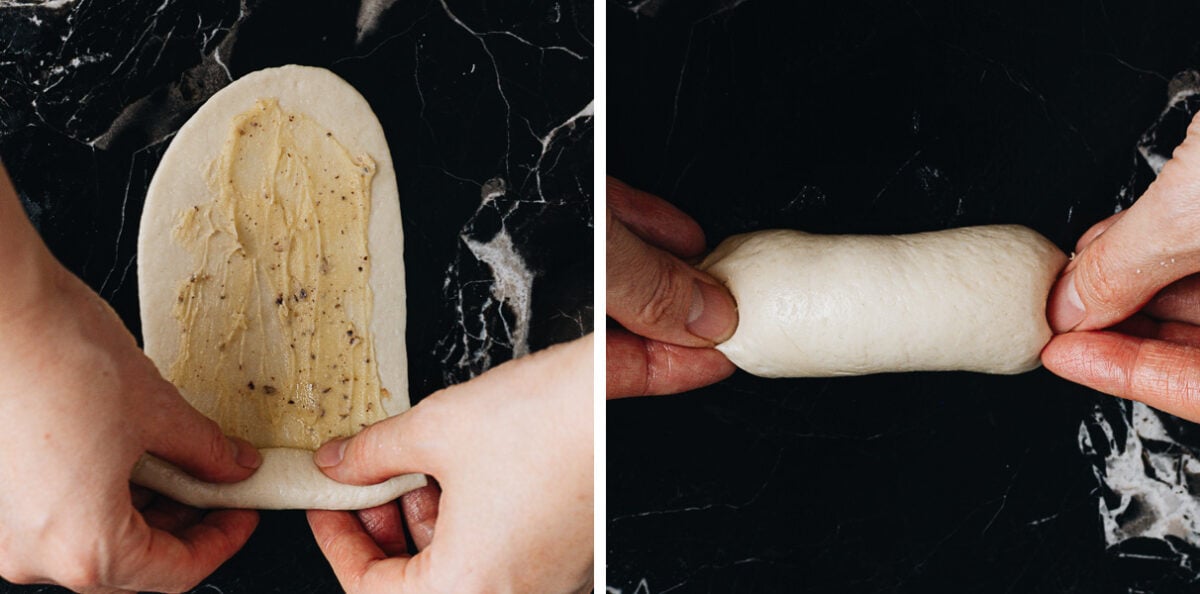 Roll the dough tightly from top to bottom