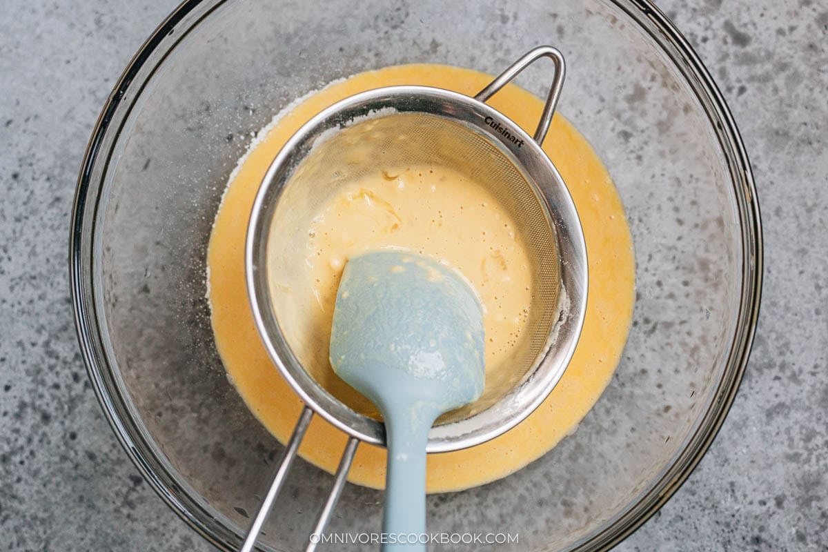 egg batter stir with spatula