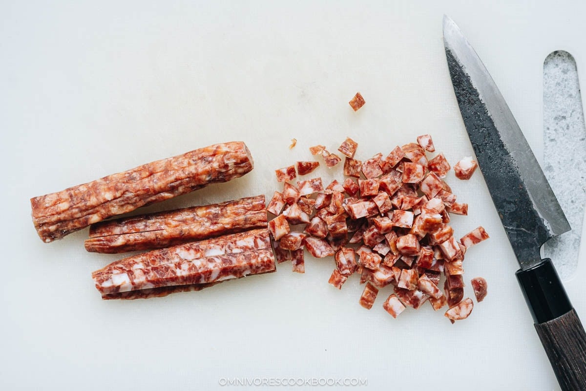 cutting the Chinese sausage