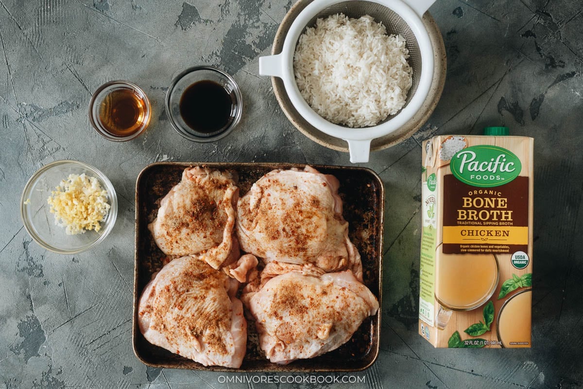 Ingredients for making chicken rice