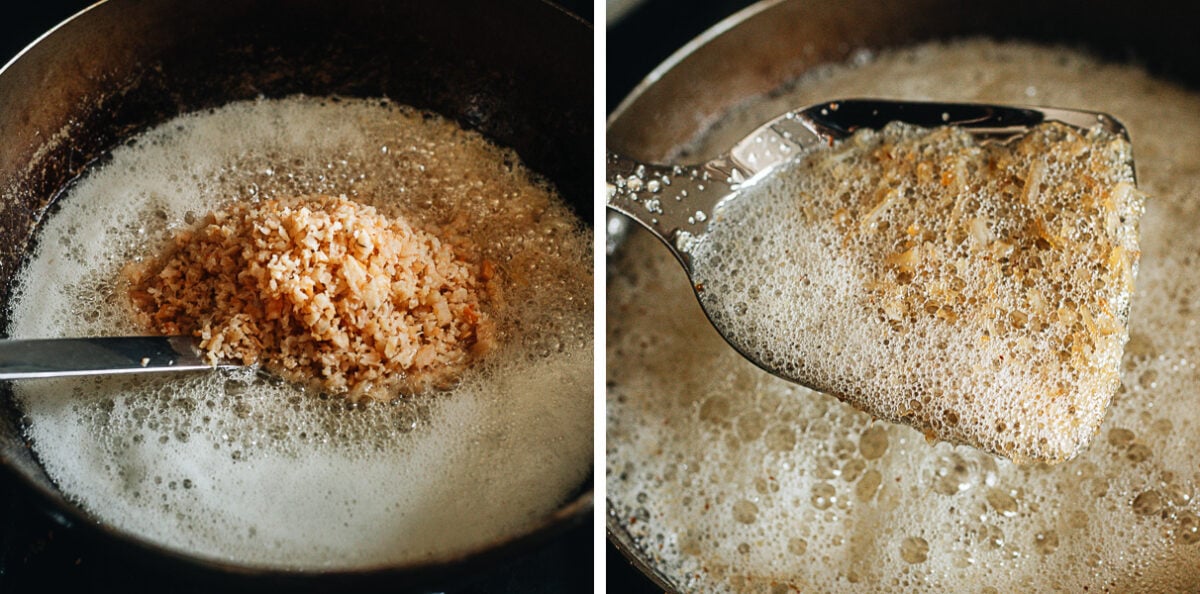 cookiing the shrimp and ham