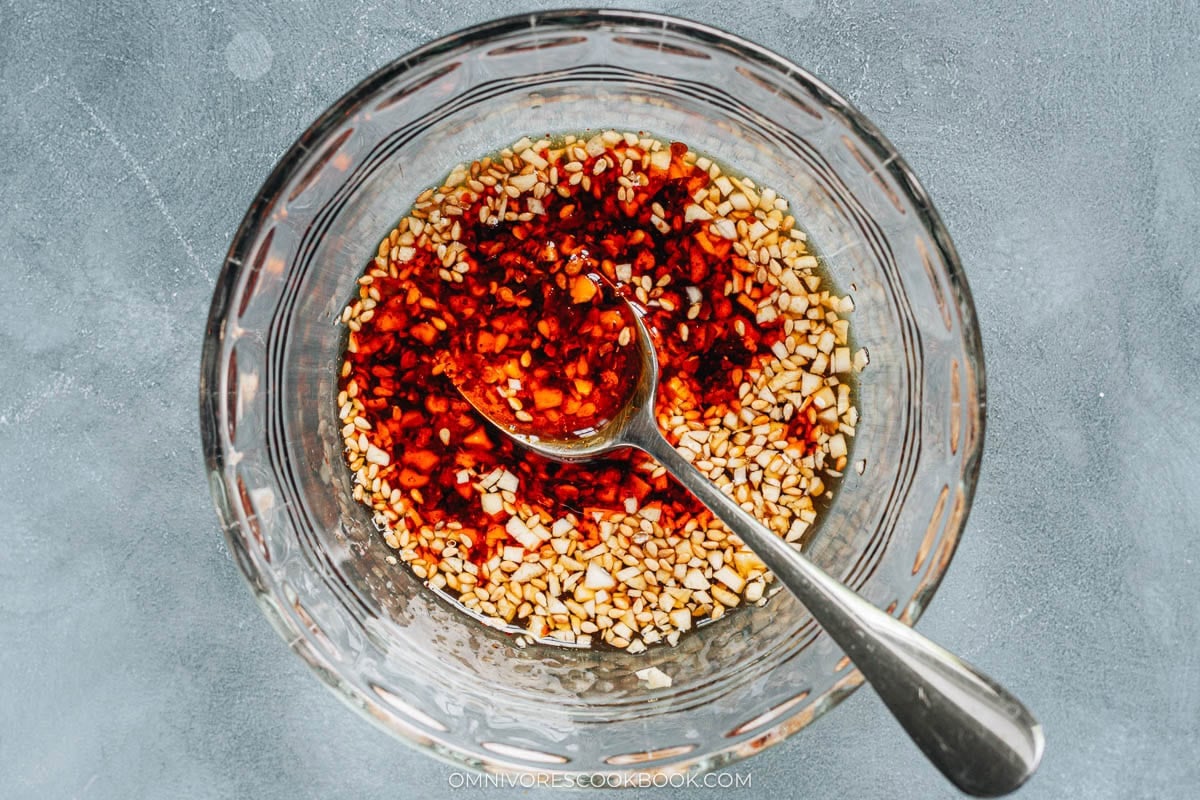 Mix the dressing in a bowl