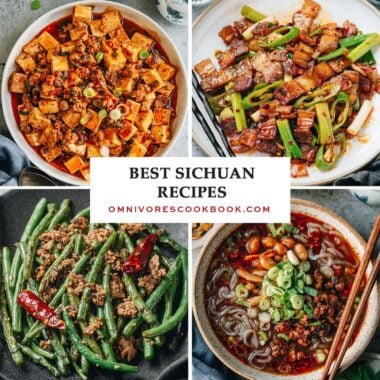 A collage of Sichuan dishes