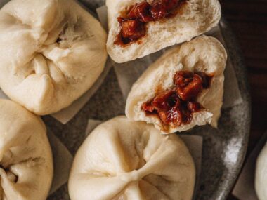 Char siu bao close-up