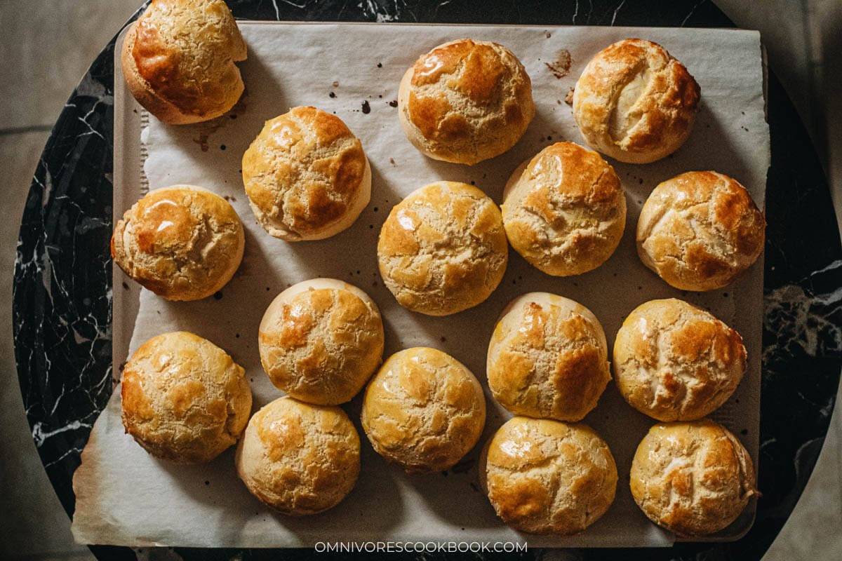 Pineapple Buns on a tray