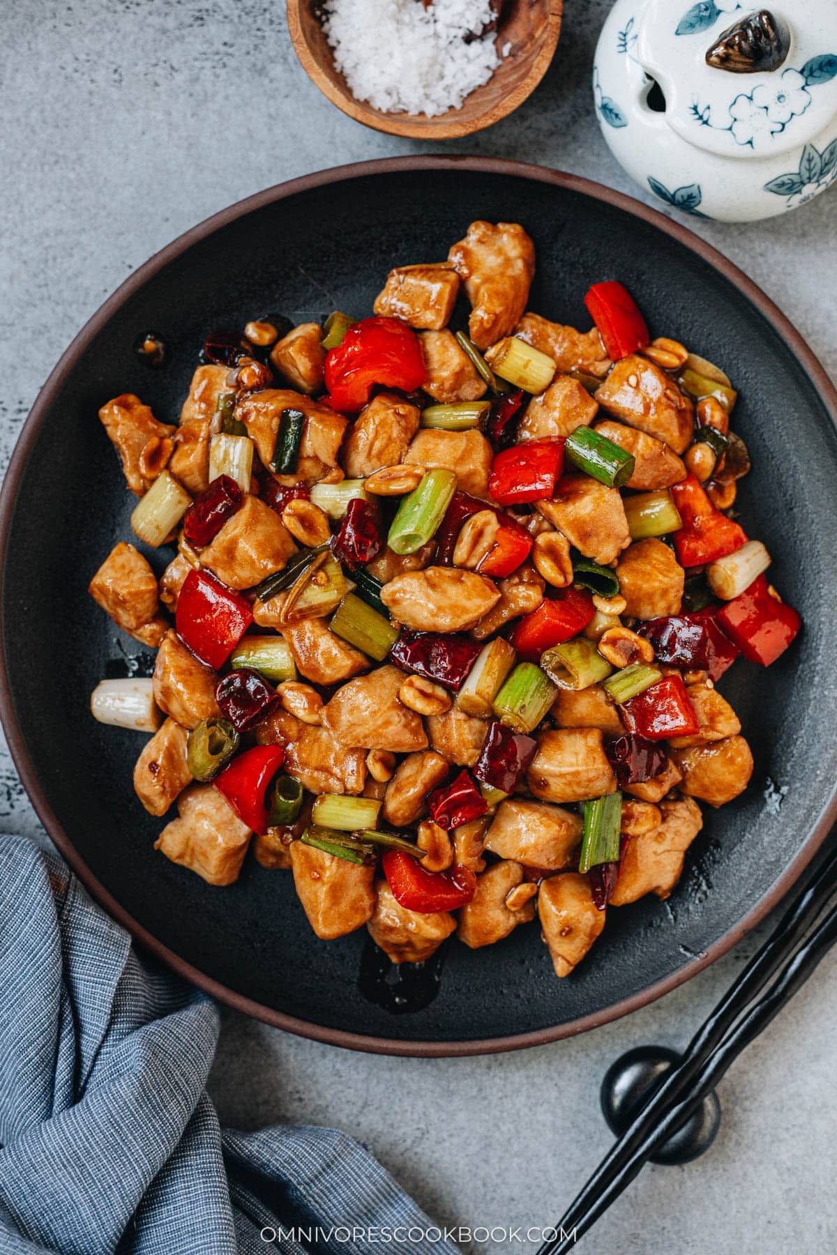 Kung pao chicken in a pan