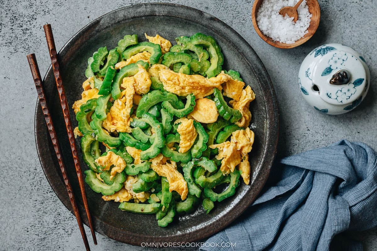 Bitter Melon with Eggs on a plate