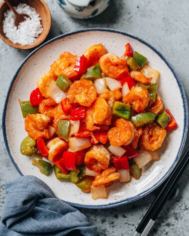 Sweet and sour shrimp in a plate
