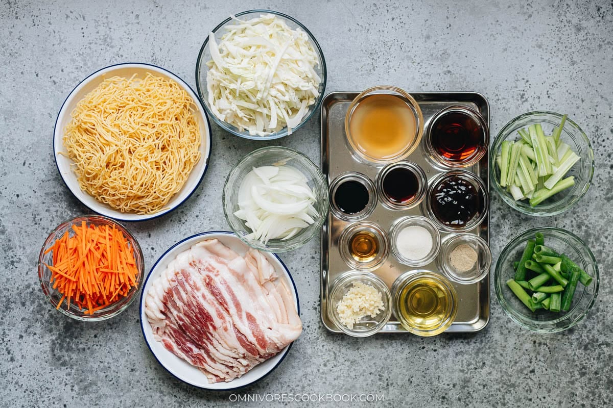 Bacon Pan Fried Noodles ingredients